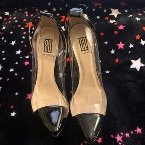 Black and clear Perspex heels